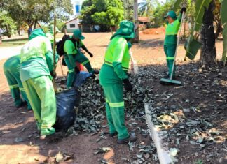 Distrito de Buritirana recebe força-tarefa da Prefeitura de Palmas Mutirão contempla serviços de coleta de galhadas, capina, varrição de ruas e palitação